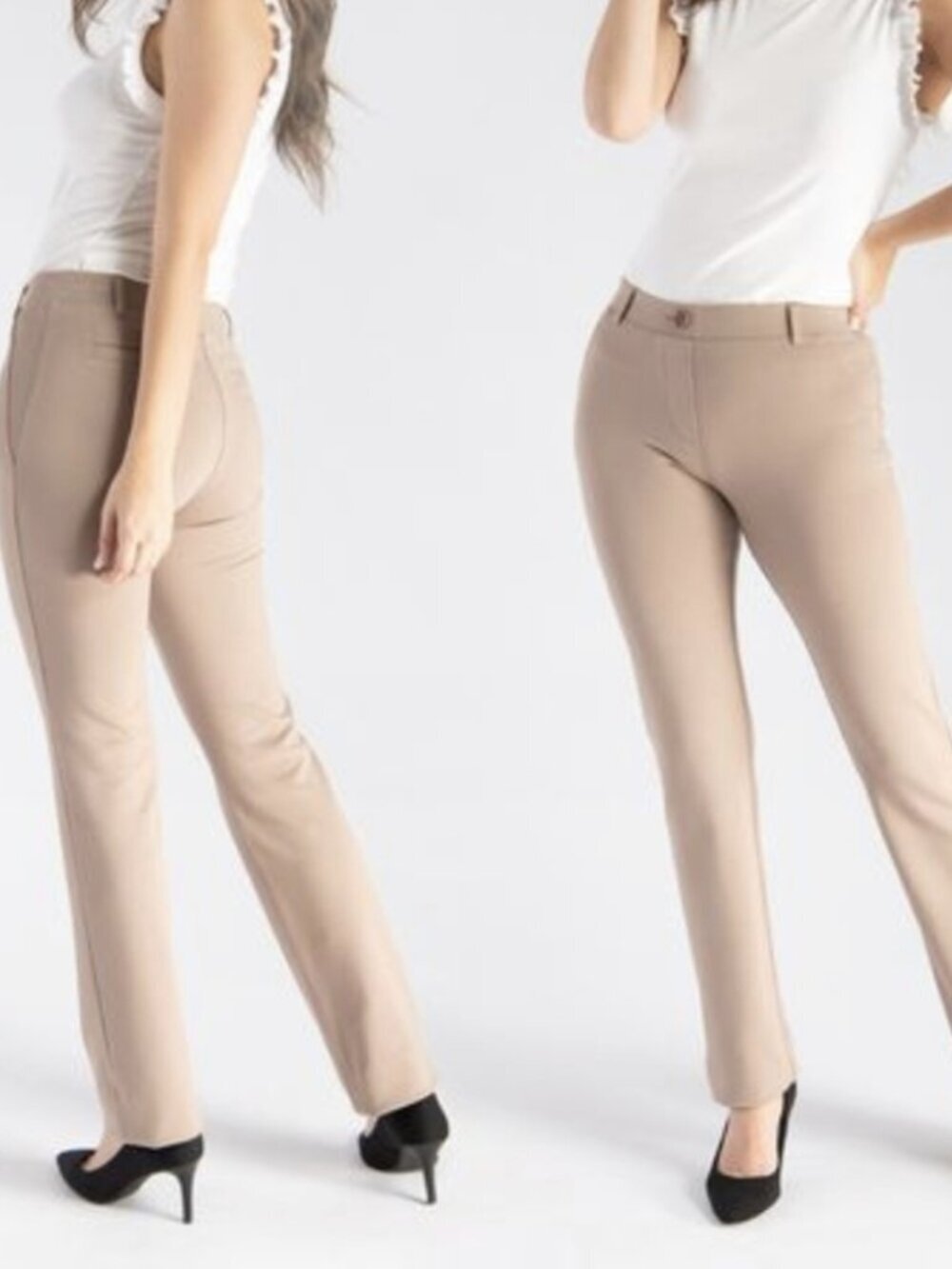 New Betabrand Khaki Twill Straight Classic Dress Pant Yoga Pants XSmall